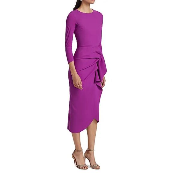 Chiara Boni La Petite Robe Women's Magenta Gathered Side Midi Dress Size 4 - Picture 10 of 11